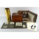 Collection of military items to include buttons, trench art vase, box made during the siege of Malta