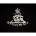 Royal Artillery gold and diamond brooch, with original purchase receipt from Garrard London for