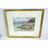 Albert Stevens (1863-1925) British, RA exhibitor - watercolour of rocky coastal scene, signed,