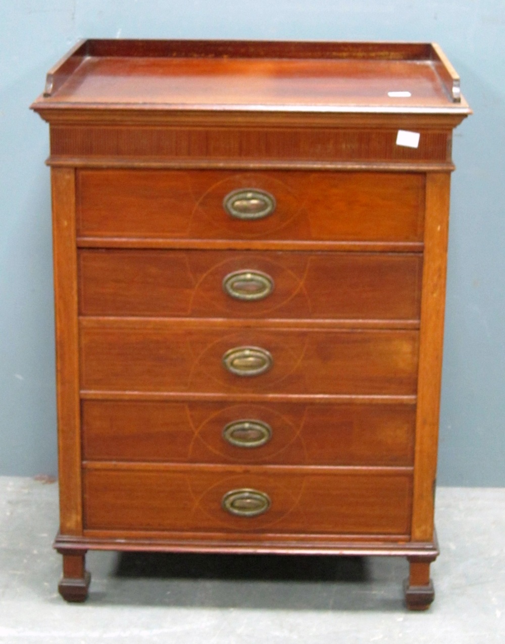 Early 20th century mahogany music cabinet of five drawers