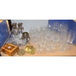 Collection of Royal Brierley  cut glass drinking glasses and a small quantity of silver plate and