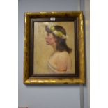 Continental School, late 19th century - Profile head and shouldersportrait of a young woman with a