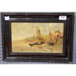 Lambert 'Boats at Low Tide' signed oil on board 18cm x 28cm and a print of a South African
