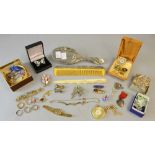 Costume jewellery  and a  gold cased watch