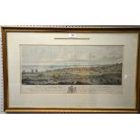 Lambert's Correct view of Brightelmstonin 1765, coloured lithograph, framed and glazed