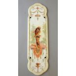 Early 20th century Louis XIV  style door plate  decorated in the manner of  Watteau with a harlequin