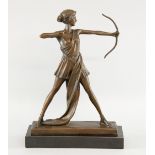 A contemporary bronze of 'Diana the Huntress'