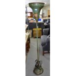 Green and floral painted floor standing lamp, pair of chinoiserie decorated table lamps and three