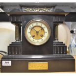 Black slate mantel clock,