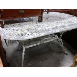 Aluminium framed white painted garden table