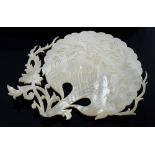 European carved mother-of-pearl shell in foliate form, 17cm x 17cm PROVENANCE:  A single owner