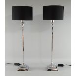Pair of chrome contemporary table lamps 54cm high