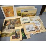 A folio containing a large quantity of prints, drawings and photographs, various sizes.