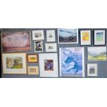 A small quantity of prints and pictures Steve Bell, Glenn Thomas, Rebecca Rice (11),