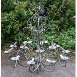 Metal framed five branch chandelier