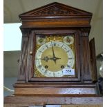 Oak cased twin train mantel clock,