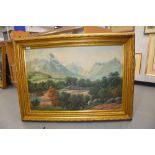 Oil on canvas mountainous landscape60cm x 90cm