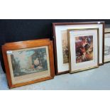 Set of five 19th century prints and four other pictures