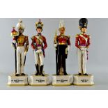 Set of four modern continental porcelain studies of 'Officer 3rd Guards Regiment', 'Officer Scots