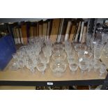 Part suite of Stewart crystal drinking glasses and other glassware,