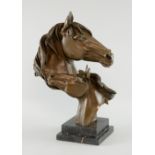 A contemporary bronze study of two horse heads