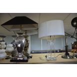 Pair of table lamps and glass lamp