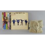 The Beatles, a cardboard sculpture by Gonzala Sanchez & five LPs including Mono A Hard Days Night,