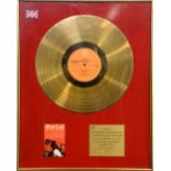 Meat Loaf BPI presented gold disc to Epic / Cleveland International records to recognise sales in