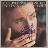 Bruce Springsteen: The Wild, The Innocent & The E Street Shuffle LP cover, signed to front in blue