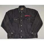 Motorhead Black Denim Jacket, with studded collar & cuffs, made by Haleman Jeanswear, Size L