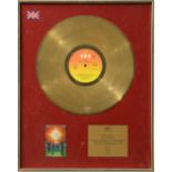 Earth, Wind and Fire, BPI gold disc presented to CBS Records to recognise sales in the United