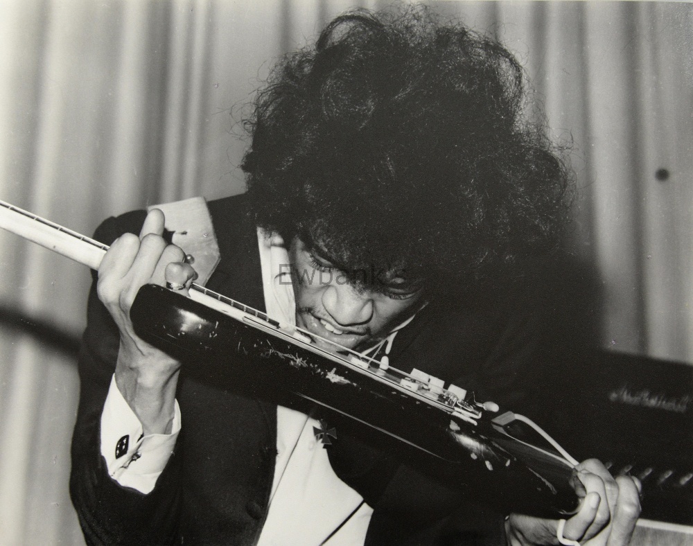 Jimi Hendrix, American Rock Guitarist / Singer / Songwriter, black & white photograph by Harry
