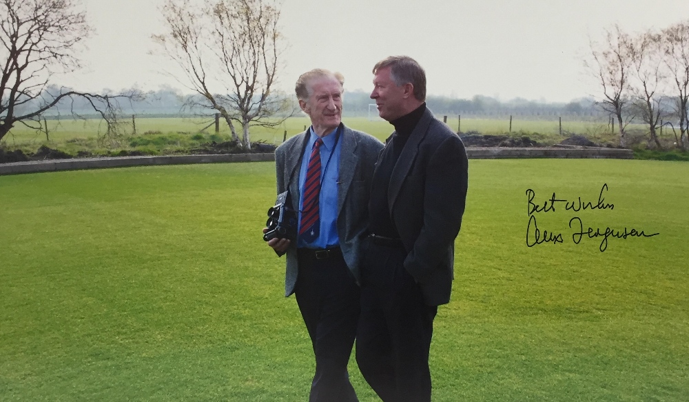 Signed photograph of Sir Alex Ferguson, showing Harry Goodwin & Sir Alex Ferguson at the training