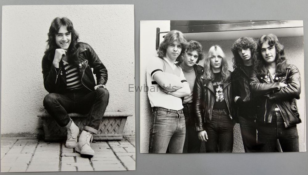 Iron Maiden & Steve Harris, 3 black & white photographs by Harry Goodwin, stamped on reverse, 25 x