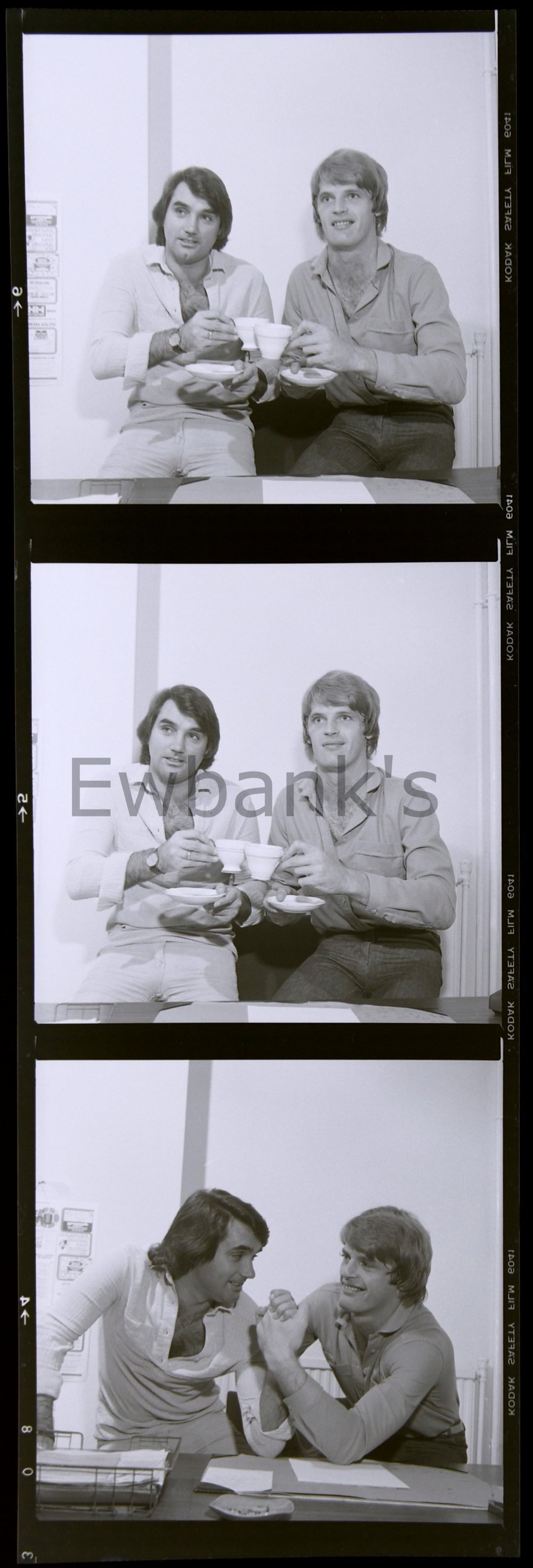 10 Negatives of George Best, some showing him arm wrestling Gordon McQueen, by Harry Goodwin, sold