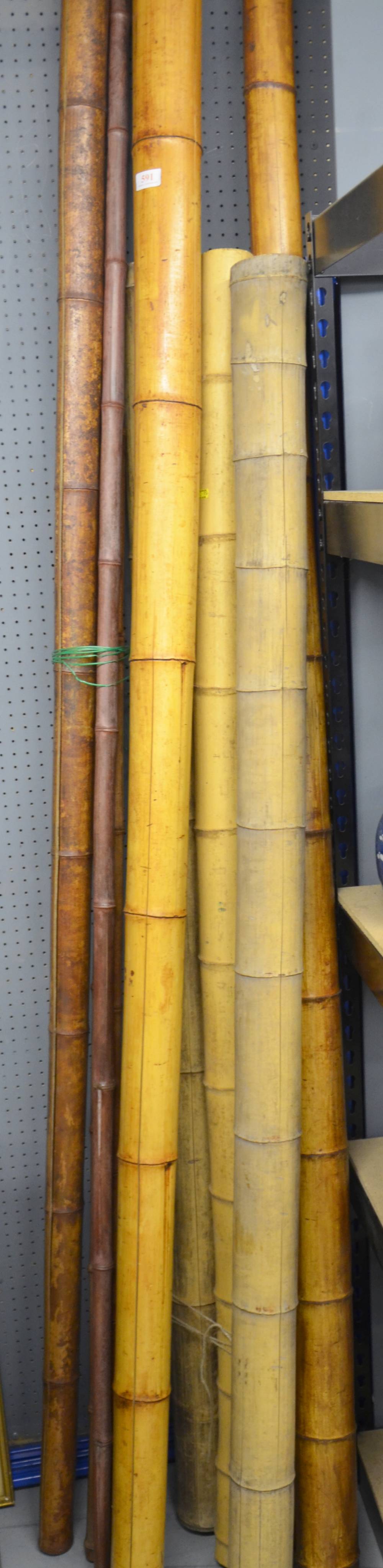 Collection of antique bamboo, longest piece 230cm,