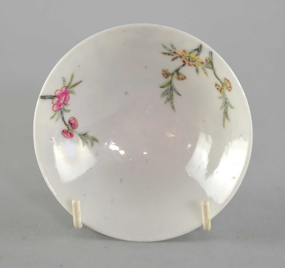 Chinese porcelain small bowl decorated with flowers and foliage on round foot, six character mark to - Image 2 of 3