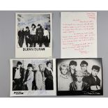 Duran Duran Two, two fully signed 10 x 8 inch photographs of the band from 1981, both signed by