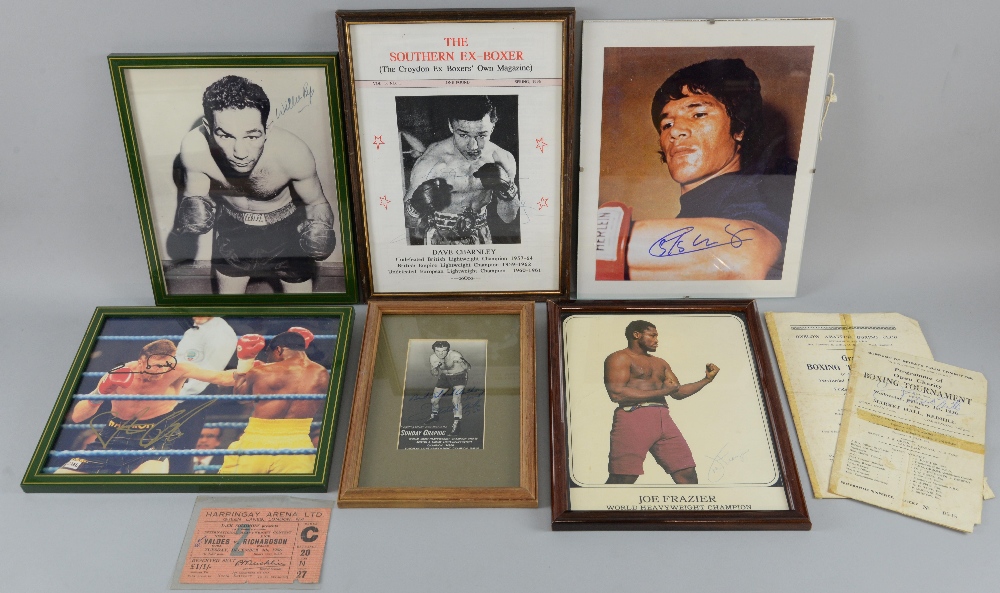 Boxing - Signed photographs including Freddie Mills, Willie Pep, Joe Frazier, Carlos Monzon, Dave