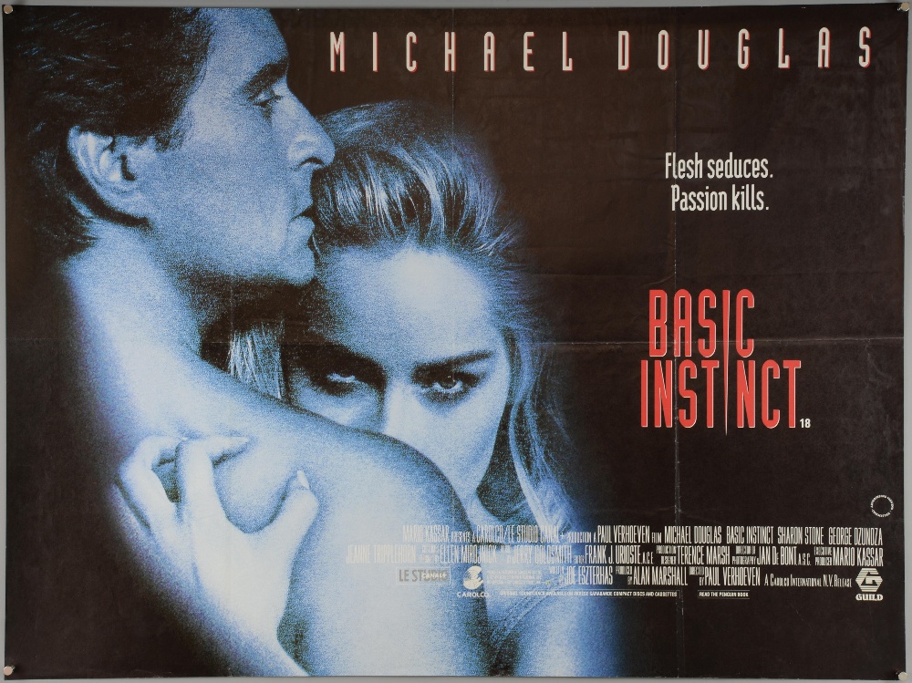 Three Thriller British Quad film posters, Basic Instinct, Blue Thunder & The Eiger Sanction, folded,