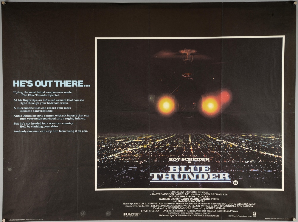 Three Thriller British Quad film posters, Basic Instinct, Blue Thunder & The Eiger Sanction, folded, - Image 2 of 2