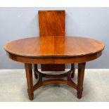 19th Century mahogany extending dining table on square tapering legs.  One original leaf and one