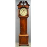 18th century oak eight day long case clock by T Mawkes of Derby enamelled dial, to twin train