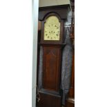 18th century mahogany cased long case clock with enamel dials, subsidiary dial and date aperture,