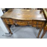 Late 19th century rosewood and inlaid shaped front desk with central drawer and two drawers to