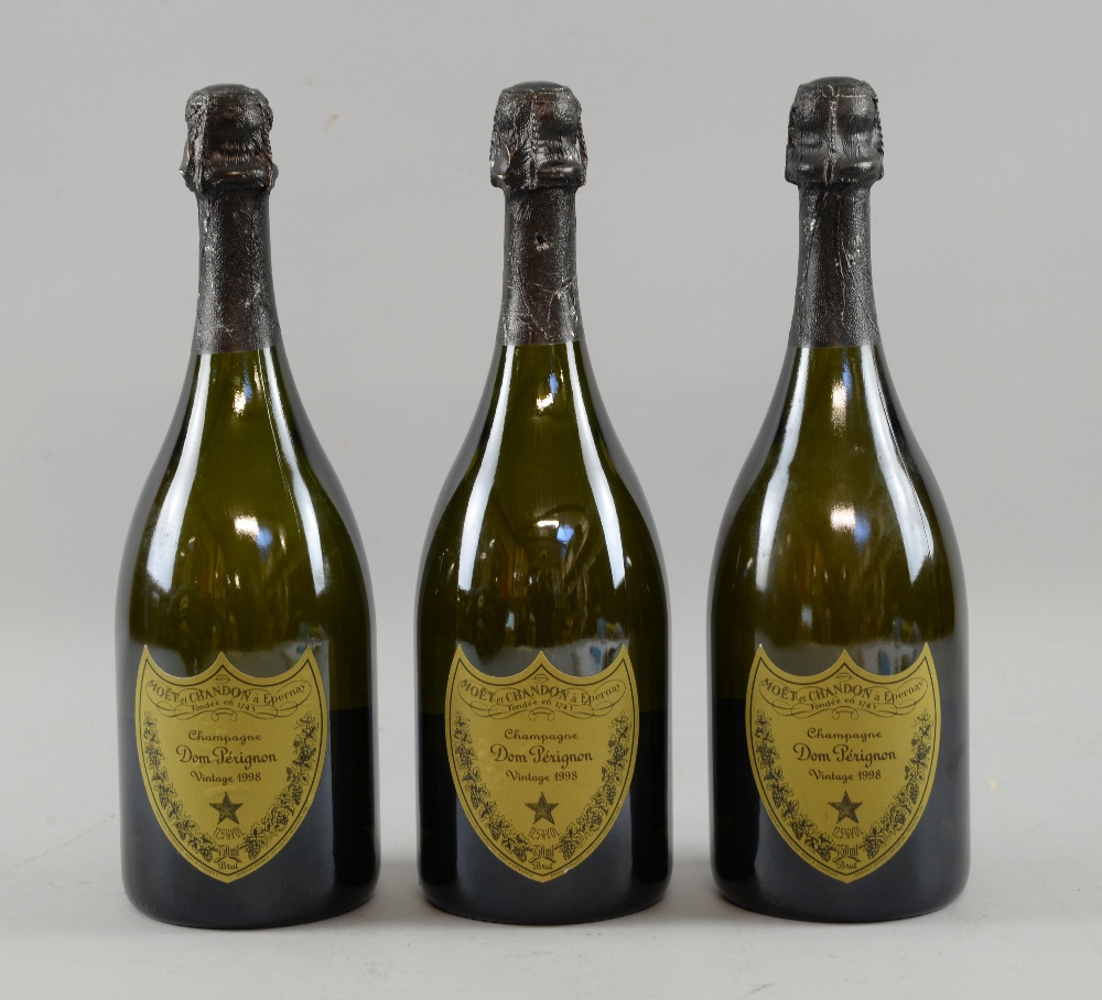 Three Bottles Moet et Chandon Dom Perignon Champagne, 1998 Vintage (3)