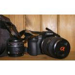 Sony DSLR A350 camera with Sony 18-250 lens, Sony macro lens,