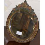 Art Deco free standing mirror in a floral barbola frame