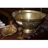 Art Nouveau ashtray in the form of a cancan girl together with a brass figure titled 'Mrs Maymore'