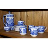 Blue and white Copeland Spode coffee pot,